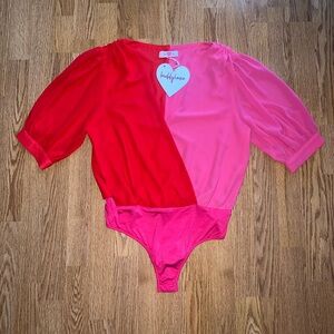 Buddy Love Red and Pink Bodysuit